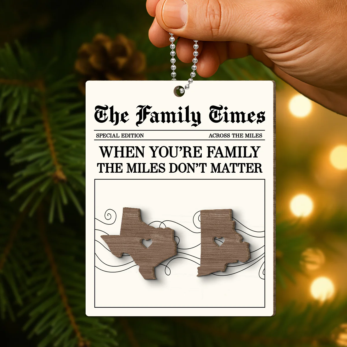 The Family Times Long Distance - Personalized Wooden Ornament - Togetherness Heartfelt Christmas Gift for Family - Image 2
