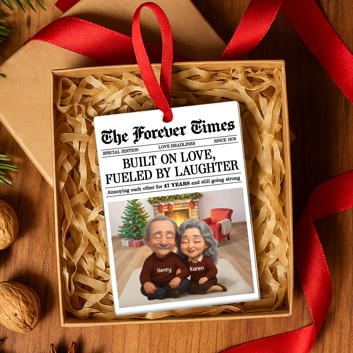 The Forever Times Couple Growing Old Together Personalized Acrylic Ornament - Christmas Gift for Husband, Wife - Image 2