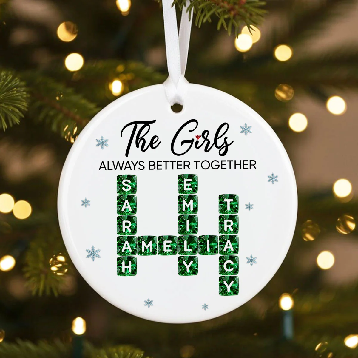 The Girl Always Better Together 3D Crystal Effect Crossword - Personalized Ceramic Ornament - Christmas Gift for Best Friends, Sisters - Image 4