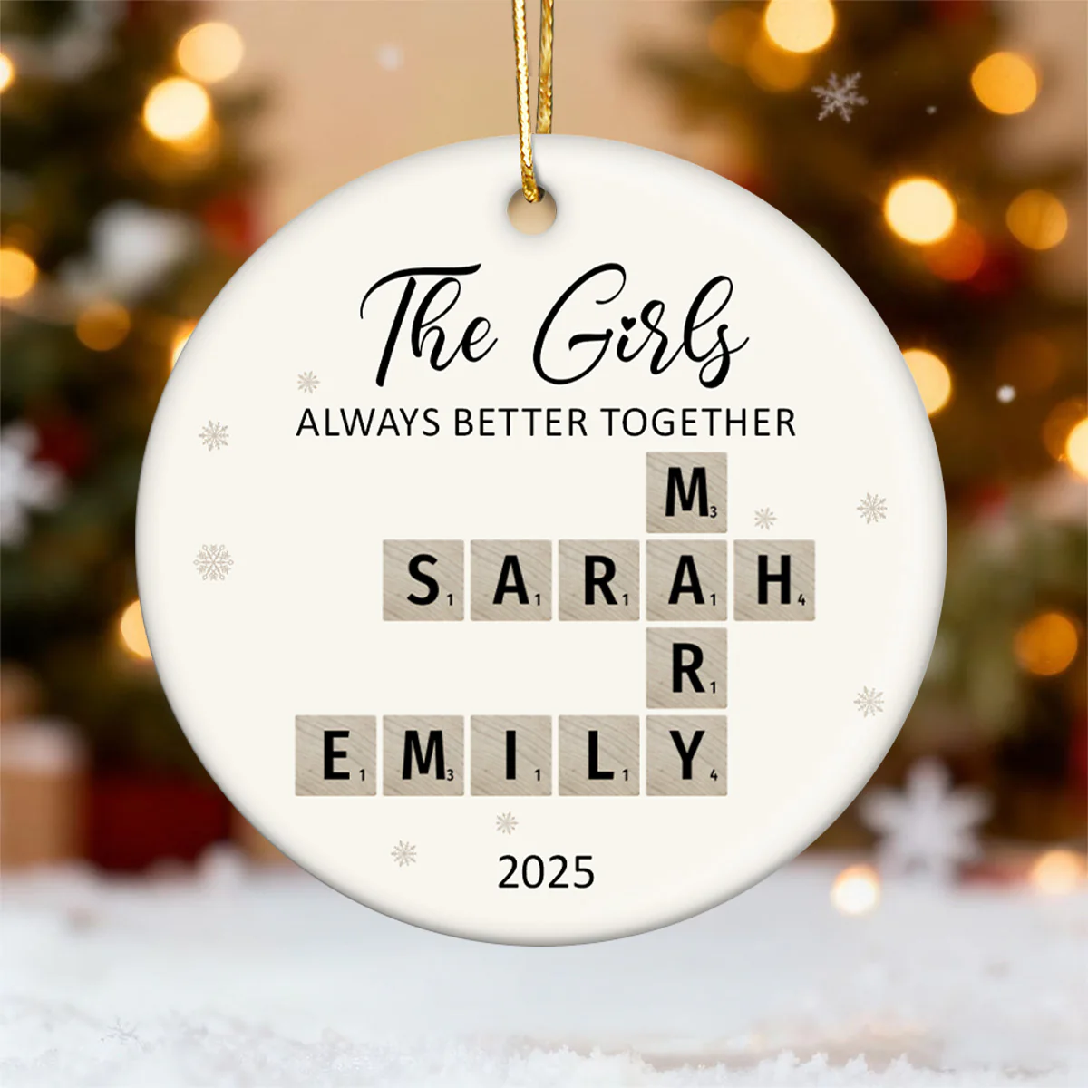 The Girls Always Better Together Crossword Puzzle Art - Personalized Ceramic Ornament - Christmas Gift For Besties - Image 3