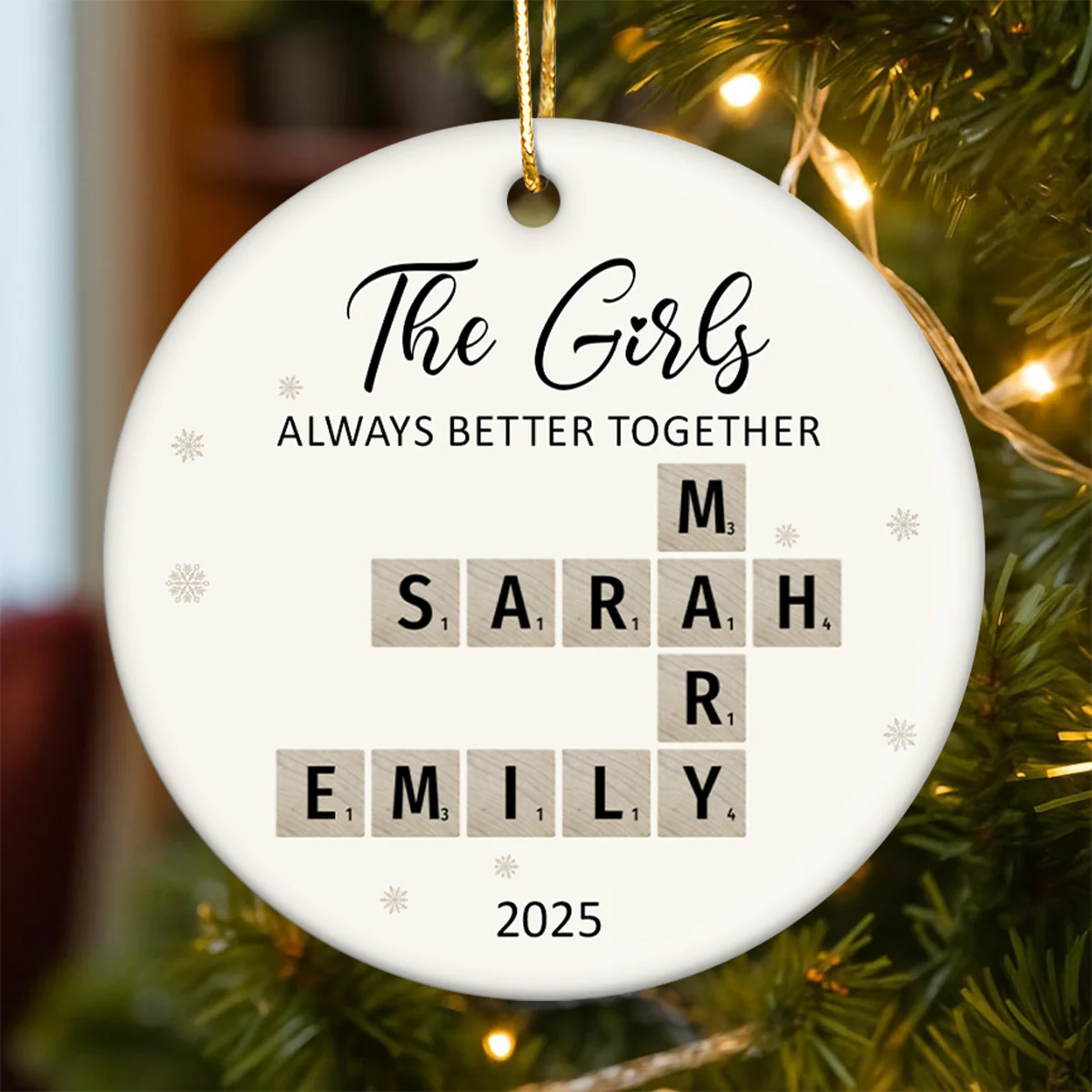 The Girls Always Better Together Crossword Puzzle Art - Personalized Ceramic Ornament - Christmas Gift For Besties - Image 4