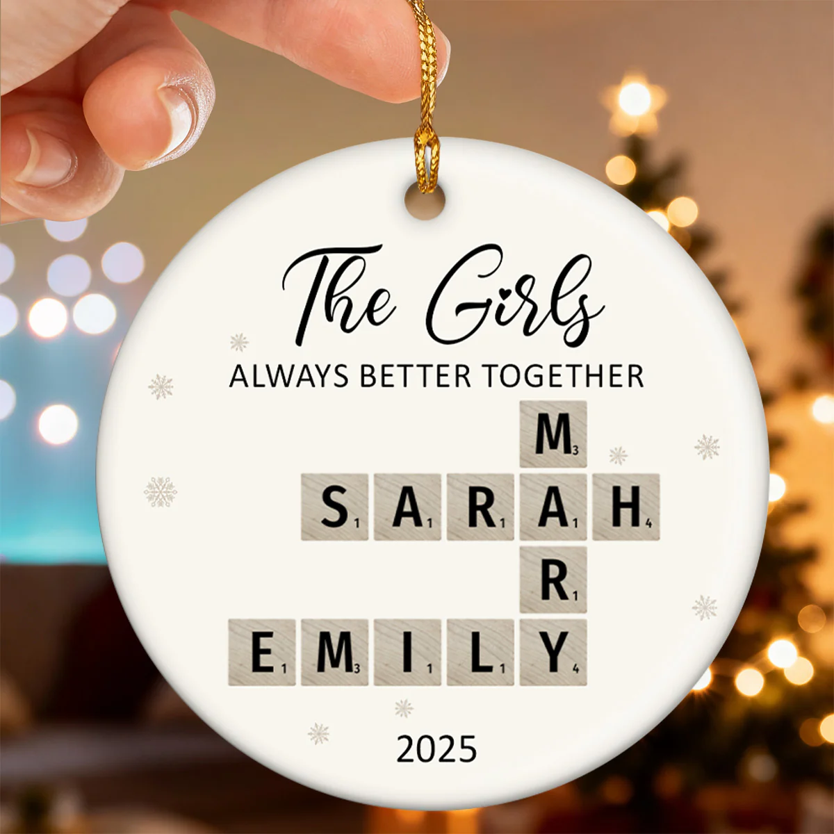 The Girls Always Better Together Crossword Puzzle Art - Personalized Ceramic Ornament - Christmas Gift For Besties - Image 5