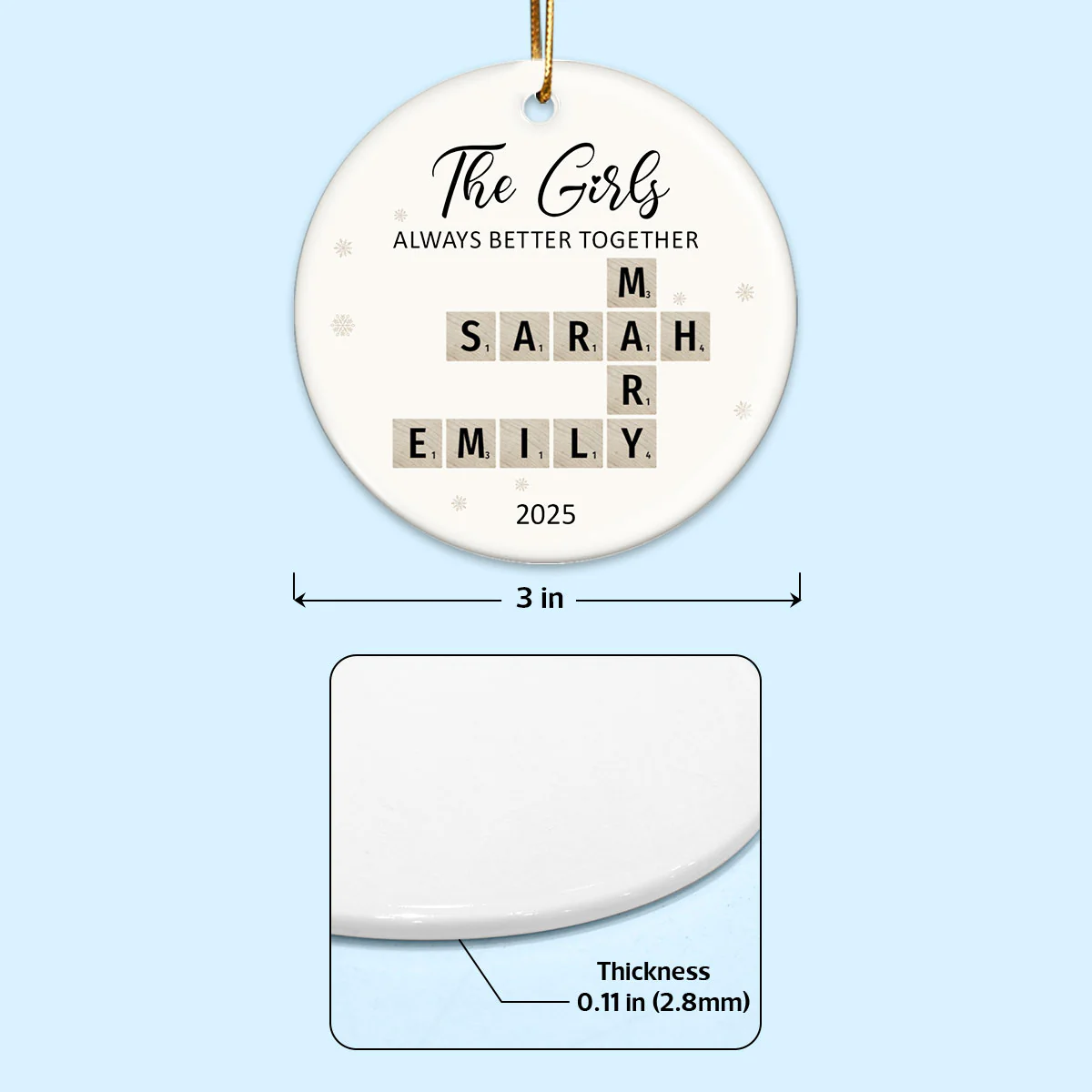 The Girls Always Better Together Crossword Puzzle Art - Personalized Ceramic Ornament - Christmas Gift For Besties - Image 7