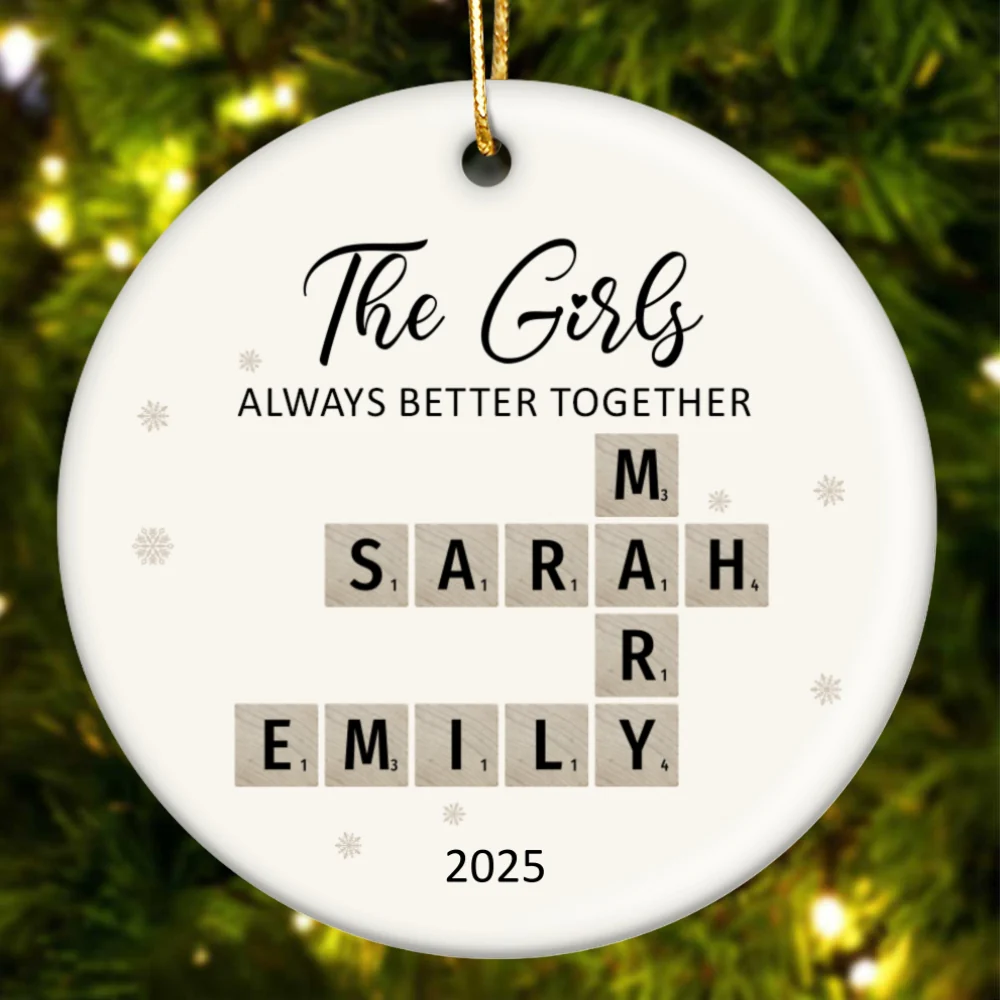 The Girls Always Better Together Crossword Puzzle Art - Personalized Ceramic Ornament - Christmas Gift For Besties - Image 9