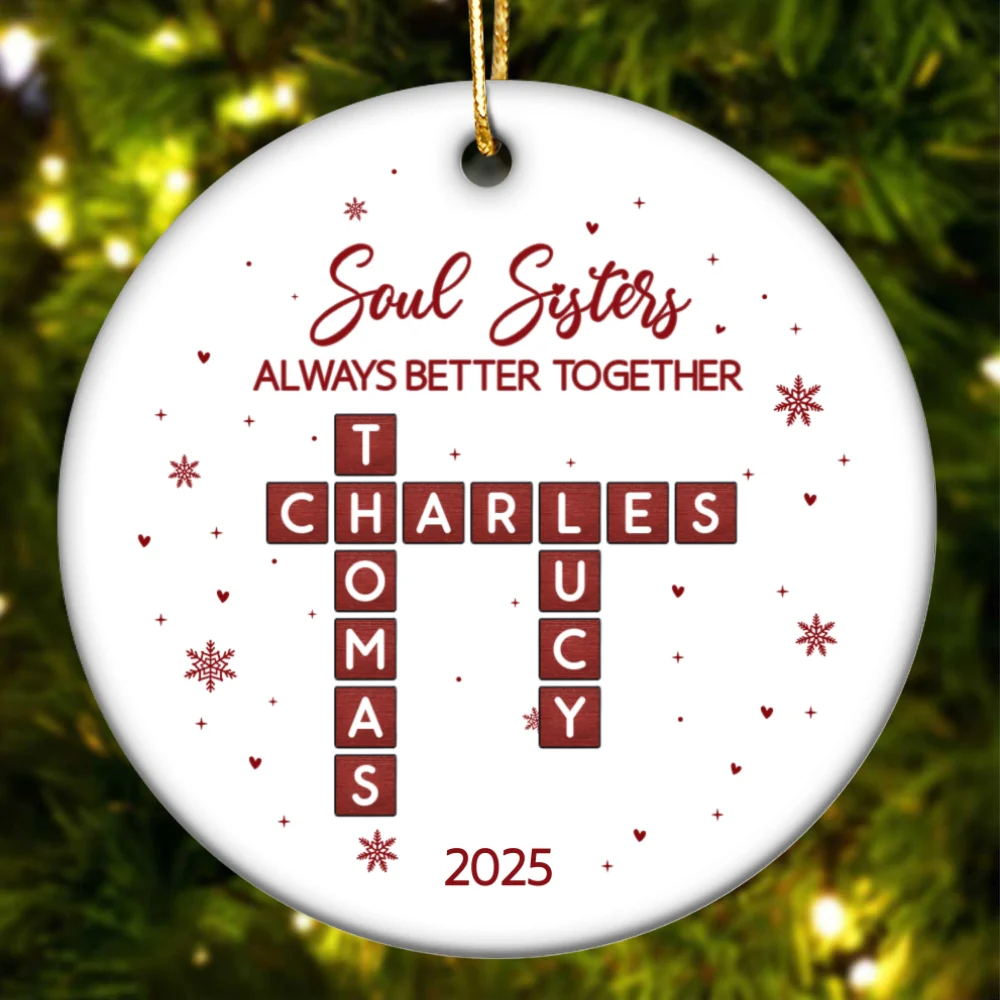 The Girls Always Better Together Festive Crossword Puzzle Art - Personalized Ceramic Ornament - Christmas Gift For Besties - Image 9
