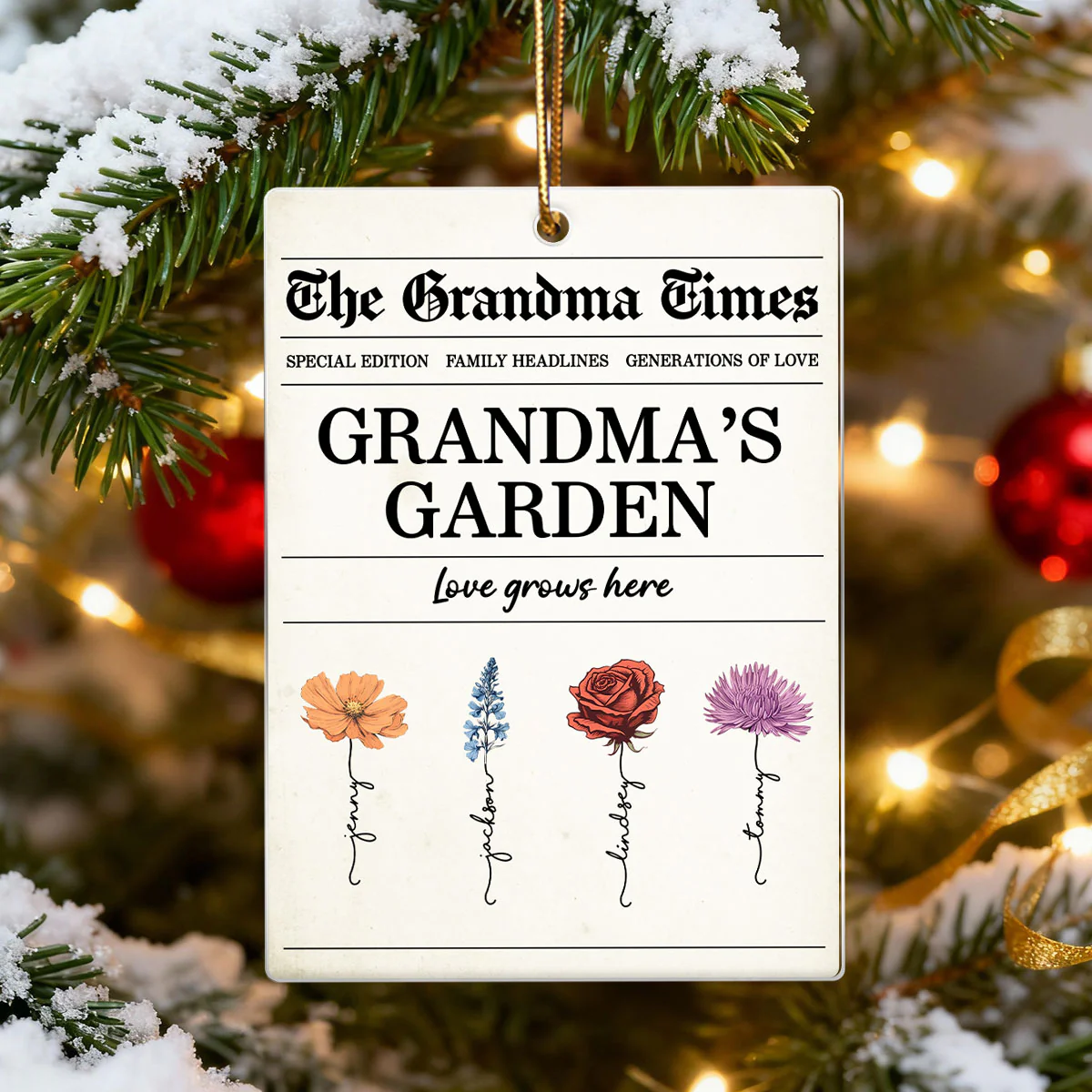 The Grandma Times Grandma's Garden Love Grows Here Personalized Acrylic Ornament - Christmas Gift for Grandma - Image 2