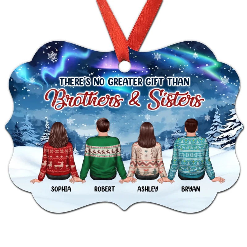 The Greater Gift Brothers Sisters Siblings Back View Personalized Christmas Ornament - Image 5