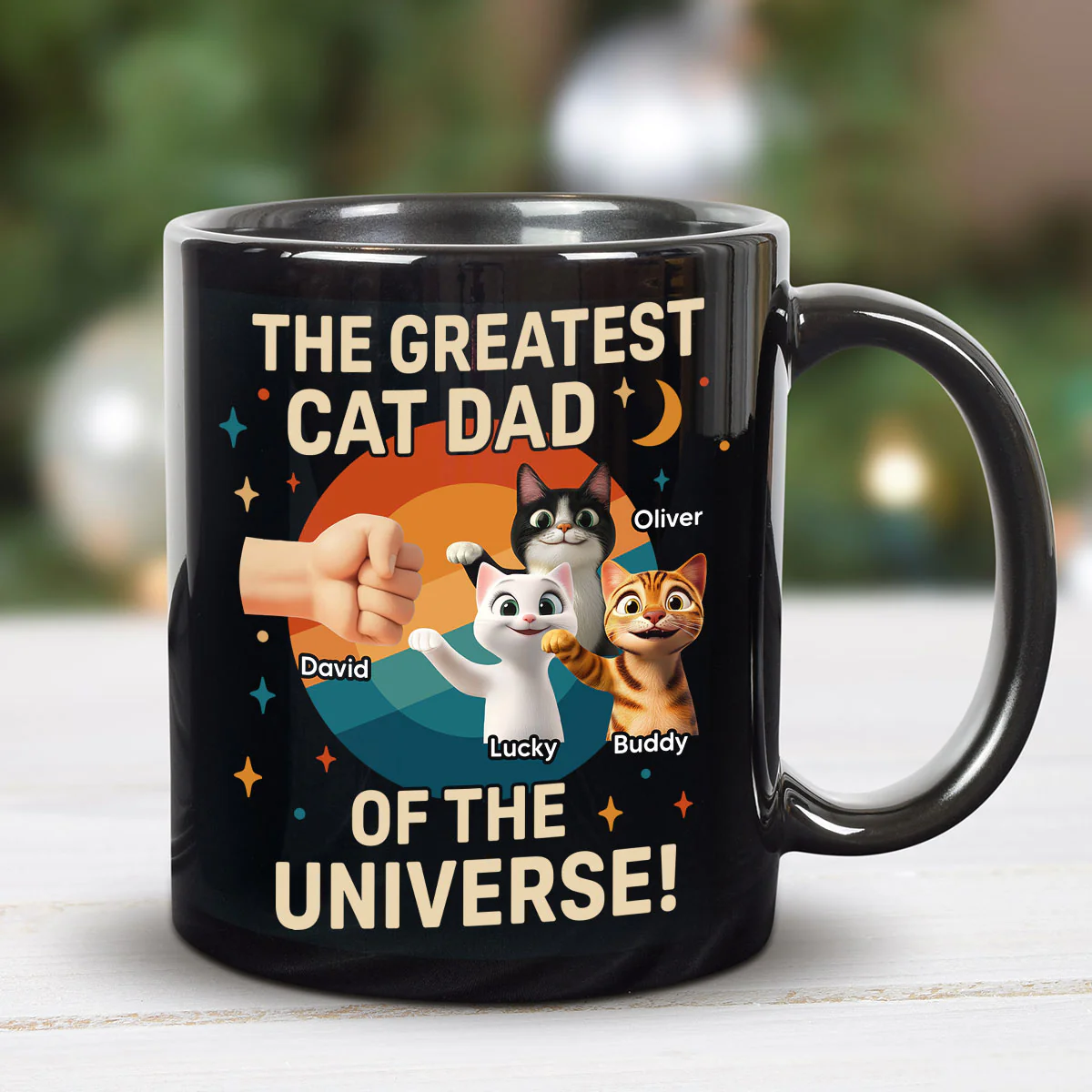 The Greatest Cat Dad of the Universe Personalized Mug, Gift for Cat Dads - Image 2