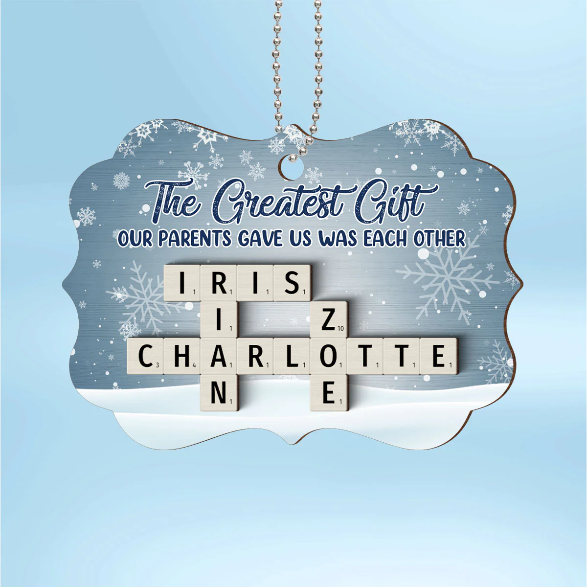 The Greatest Gift Our Grandparents Gave Us Was Each Other, Crossword Puzzle Art Personalized 2-Layered Wooden Ornament - Image 2