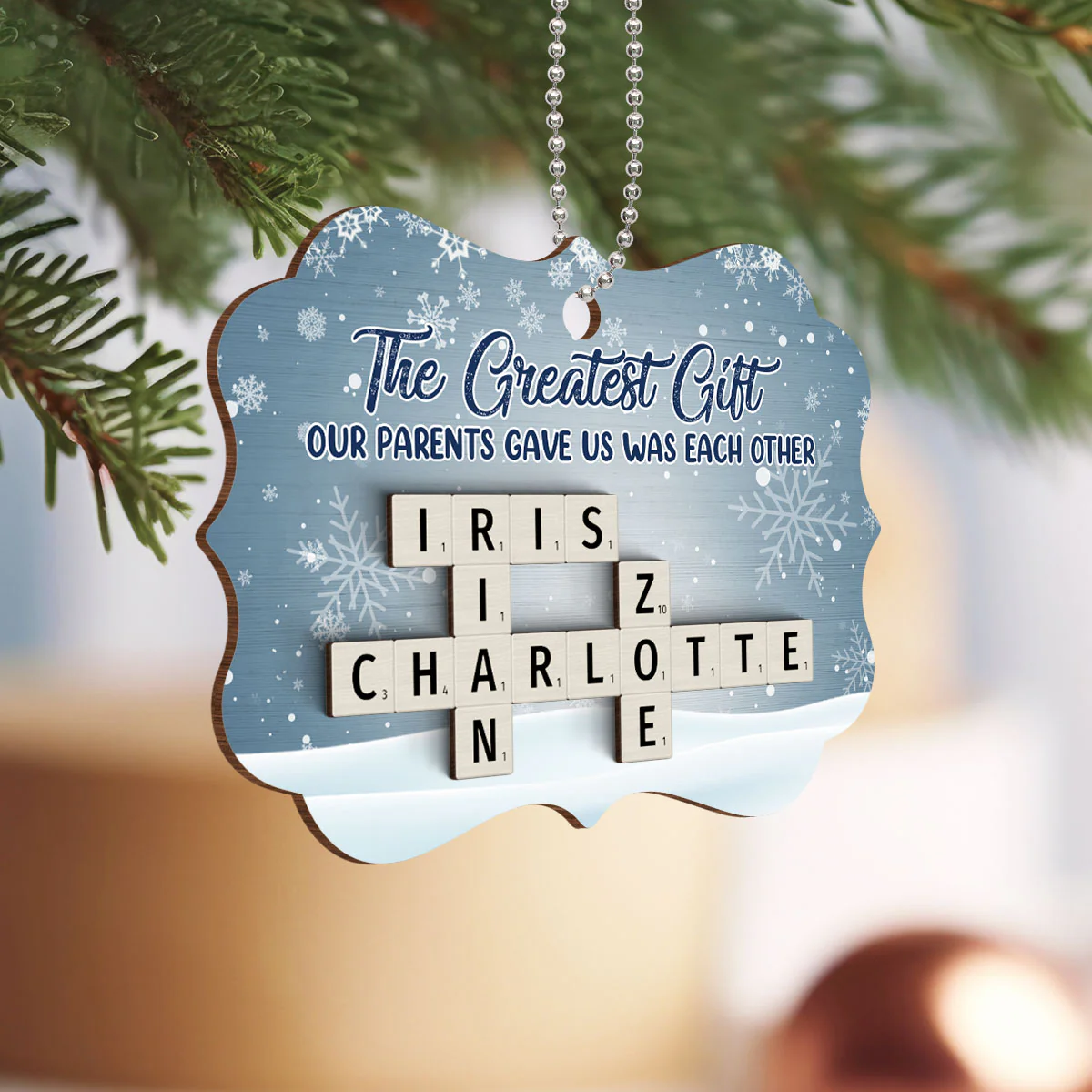 The Greatest Gift Our Grandparents Gave Us Was Each Other, Crossword Puzzle Art Personalized 2-Layered Wooden Ornament - Image 3