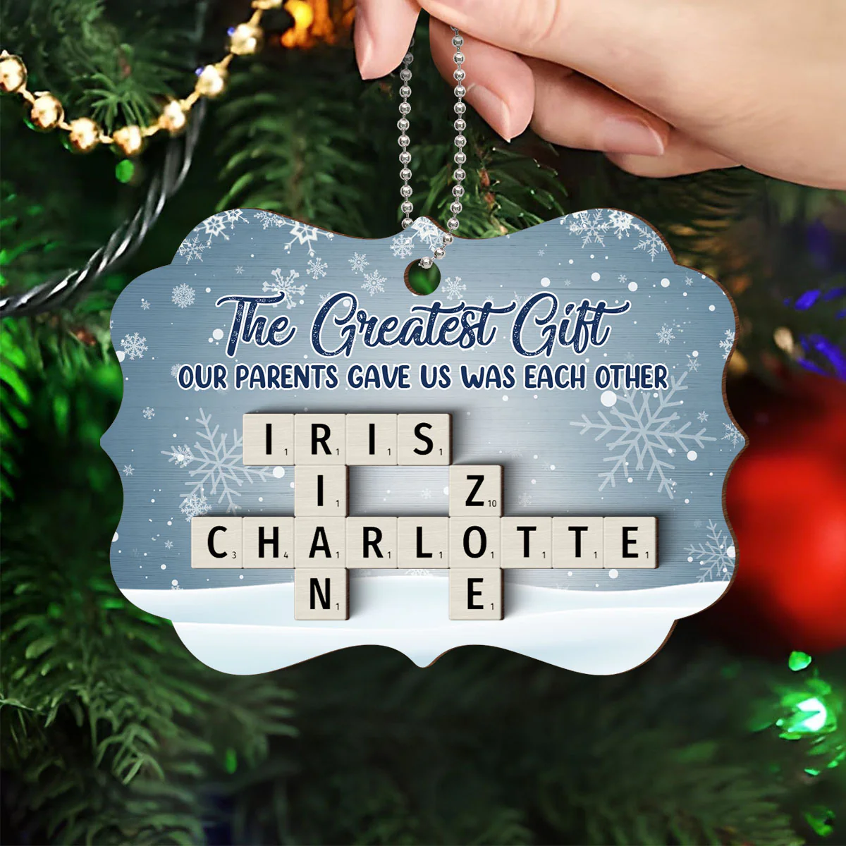 The Greatest Gift Our Grandparents Gave Us Was Each Other, Crossword Puzzle Art Personalized 2-Layered Wooden Ornament - Image 4
