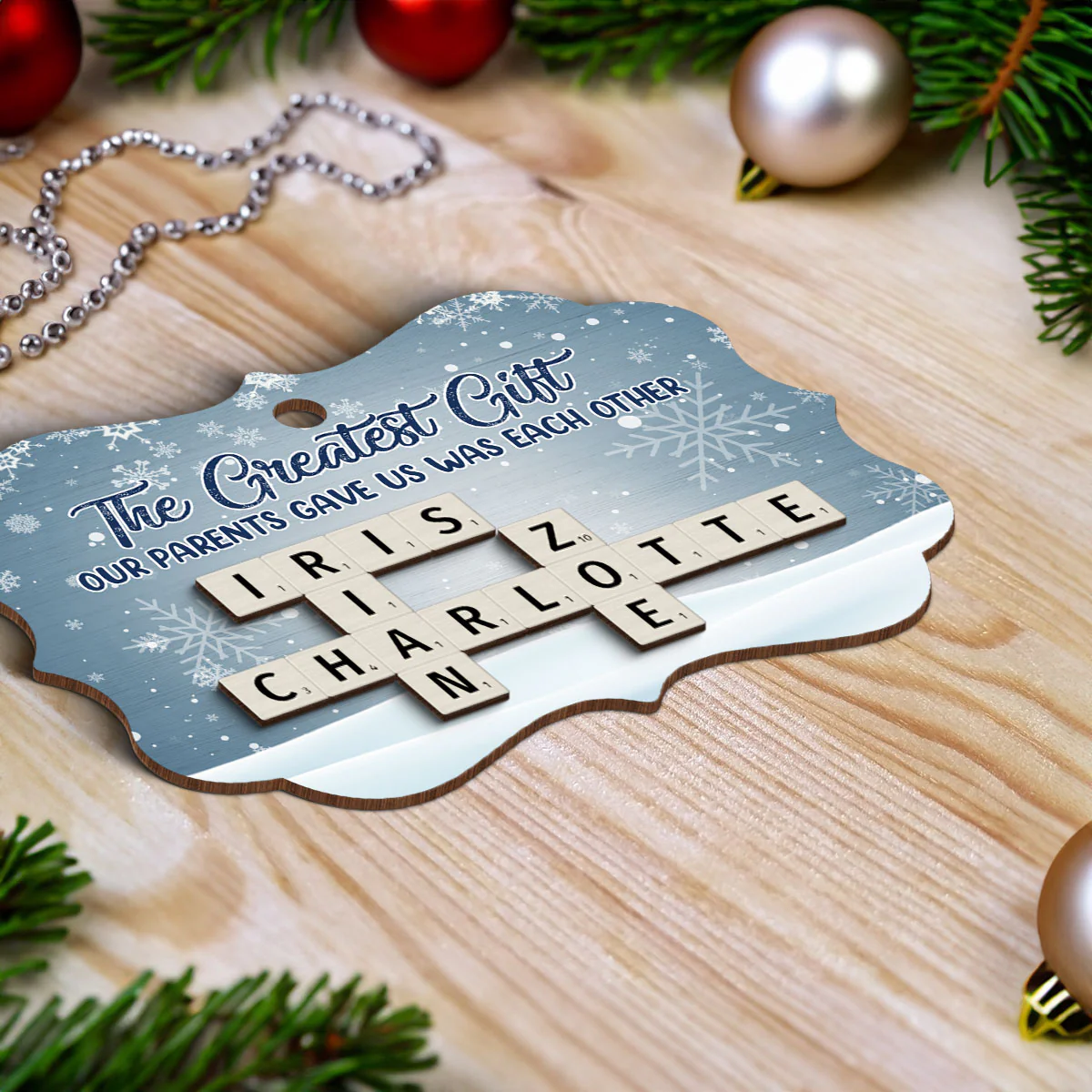 The Greatest Gift Our Grandparents Gave Us Was Each Other, Crossword Puzzle Art Personalized 2-Layered Wooden Ornament - Image 5