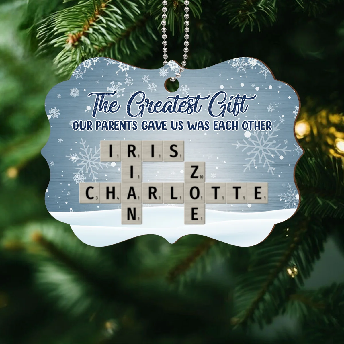 The Greatest Gift Our Grandparents Gave Us Was Each Other, Crossword Puzzle Art Personalized 2-Layered Wooden Ornament - Image 8
