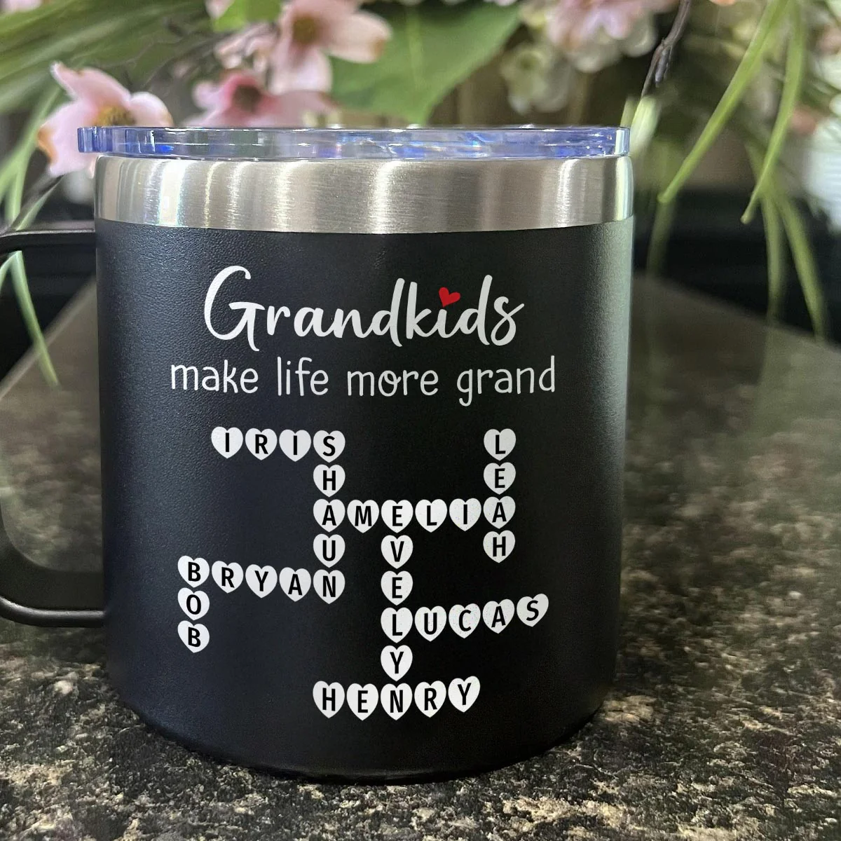 The Greatest Gift You Ever Know Crossword Puzzle Art Gift For Grandma Personalized Stainless Steel Tumbler With Handle - Image 8
