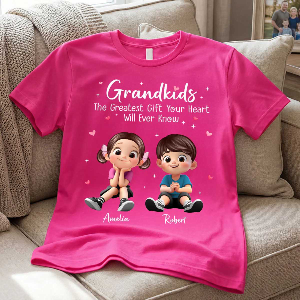 The Greatest Gift You Ever Know Cute Cartoon Kids - Personalized Shirt - Gift For Grandma - Image 2
