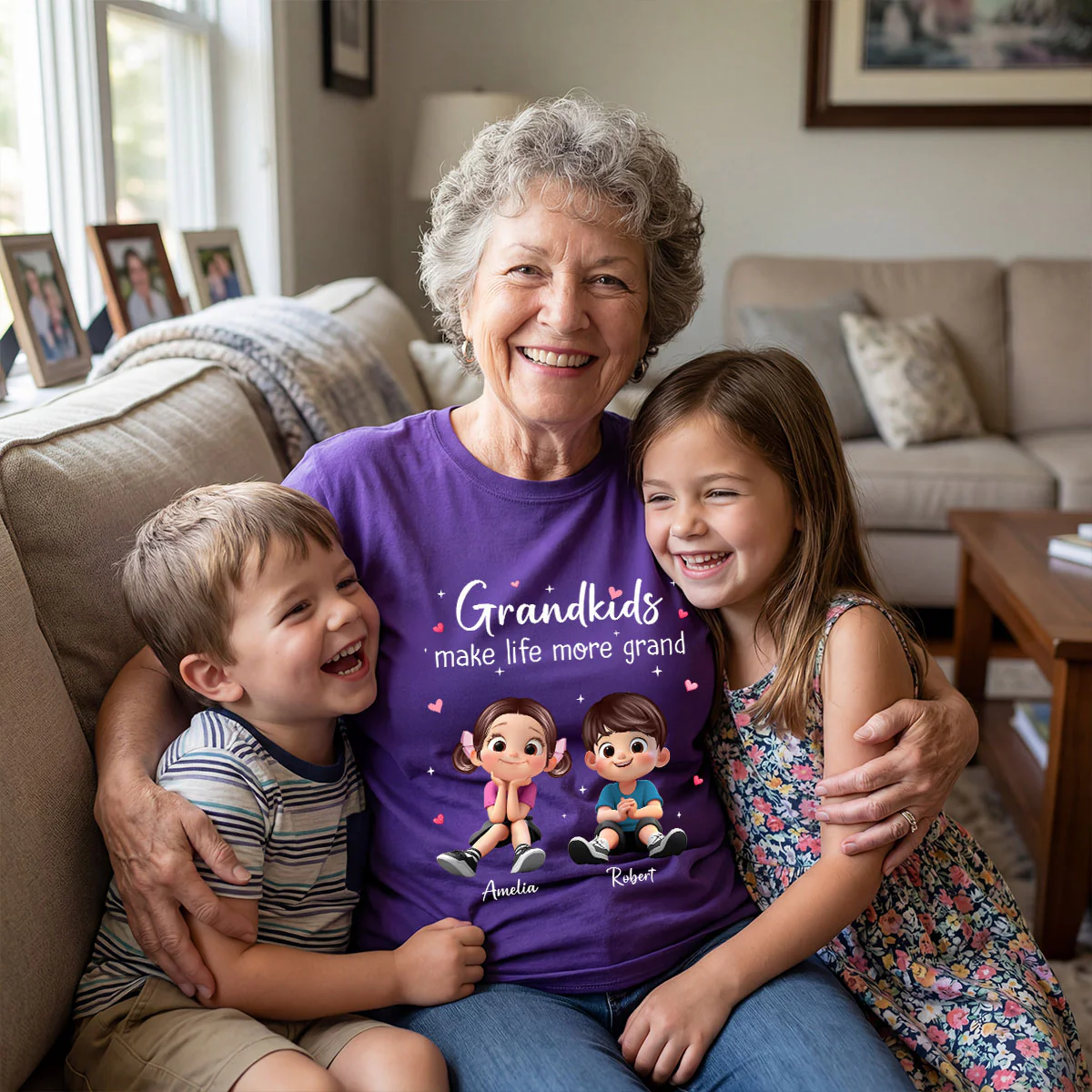 The Greatest Gift You Ever Know Cute Cartoon Kids - Personalized Shirt - Gift For Grandma - Image 6