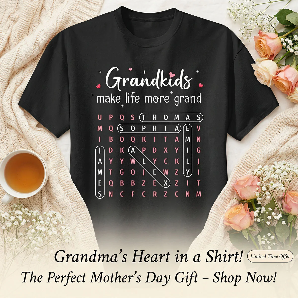 The Greatest Gift You Ever Know Word Search Puzzle Art - Personalized Shirt - Gift For Grandma - Image 11