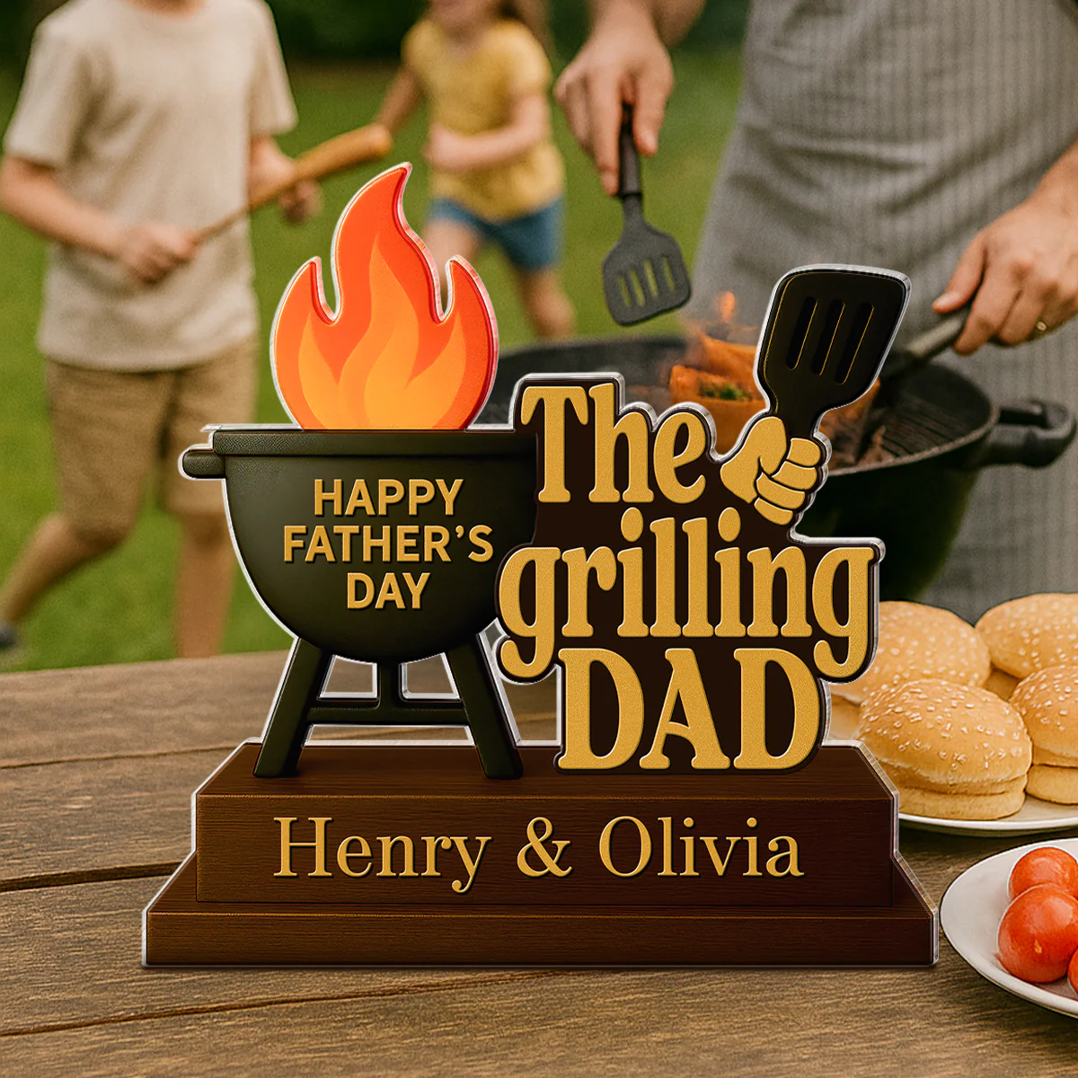 The Grillfather Personalized Custom Shape Acrylic Block, Gift For Husband, For Dad