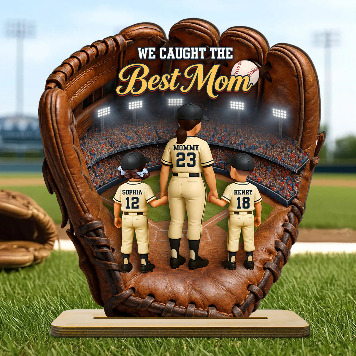 The Home Run Heart Mom Kids - Personalized 2-Layered Wooden Plaque - Gift For Mom - Image 4