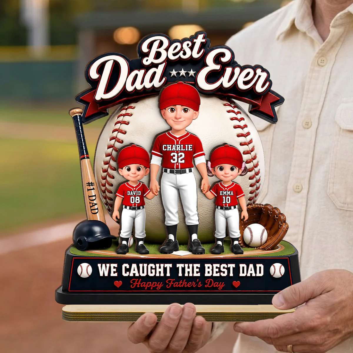 The Home Run Hero Dad Baseball - Personalized 2-Layered Wooden Plaque - Heartfelt Gift For Dad, Husband - Image 3