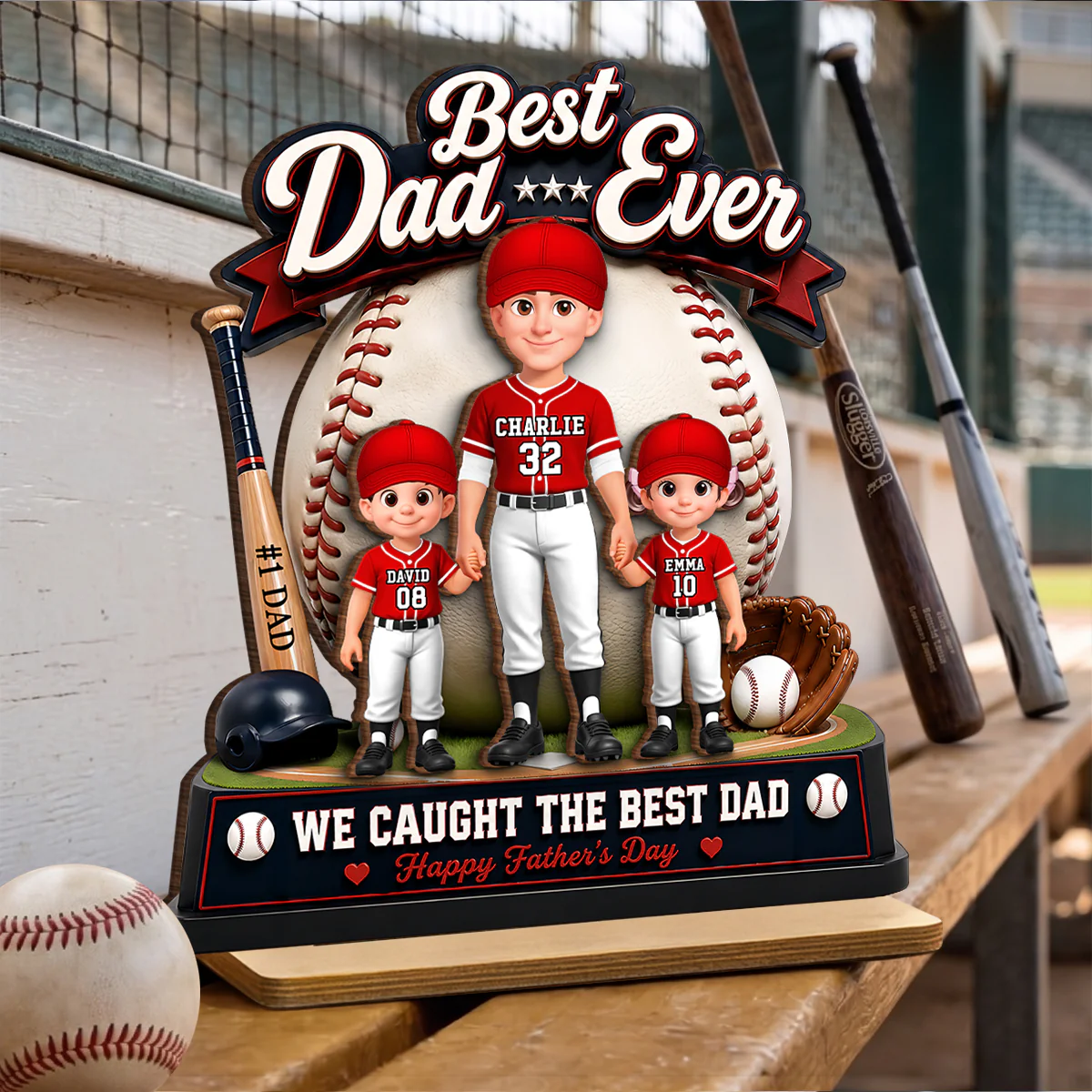 The Home Run Hero Dad Baseball - Personalized 2-Layered Wooden Plaque - Heartfelt Gift For Dad, Husband - Image 5