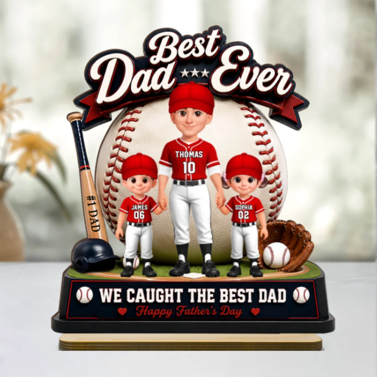 The Home Run Hero Dad Baseball - Personalized 2-Layered Wooden Plaque - Heartfelt Gift For Dad, Husband - Image 9