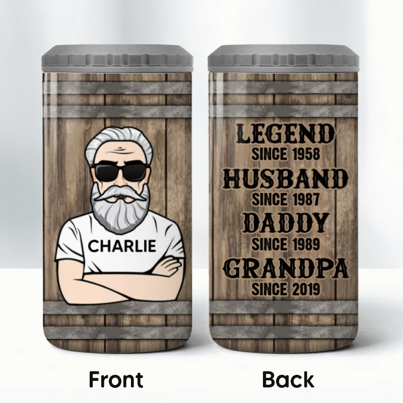 The Legend Grandpa Old Man Personalized 4 In 1 Can Cooler - Image 10