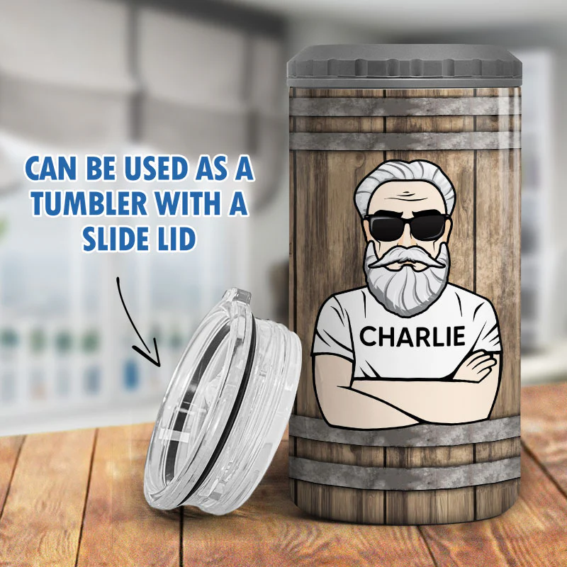 The Legend Grandpa Old Man Personalized 4 In 1 Can Cooler - Image 9