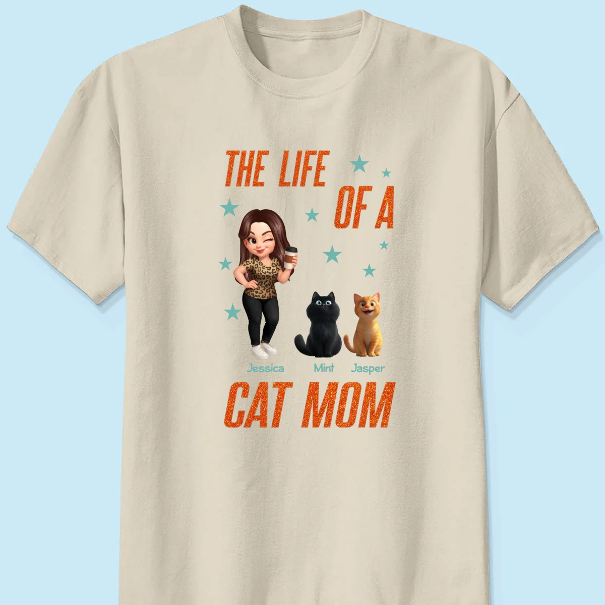 The Life Of A Cat Mom Pretty Woman & Cartoon Cats - Personalized Shirt - Image 10
