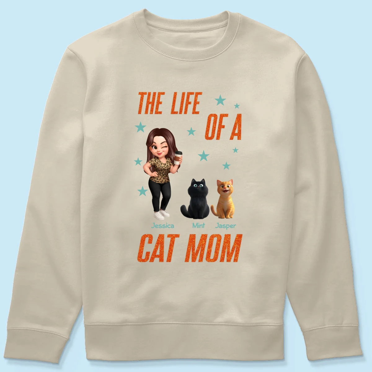 The Life Of A Cat Mom Pretty Woman & Cartoon Cats - Personalized Shirt - Image 15