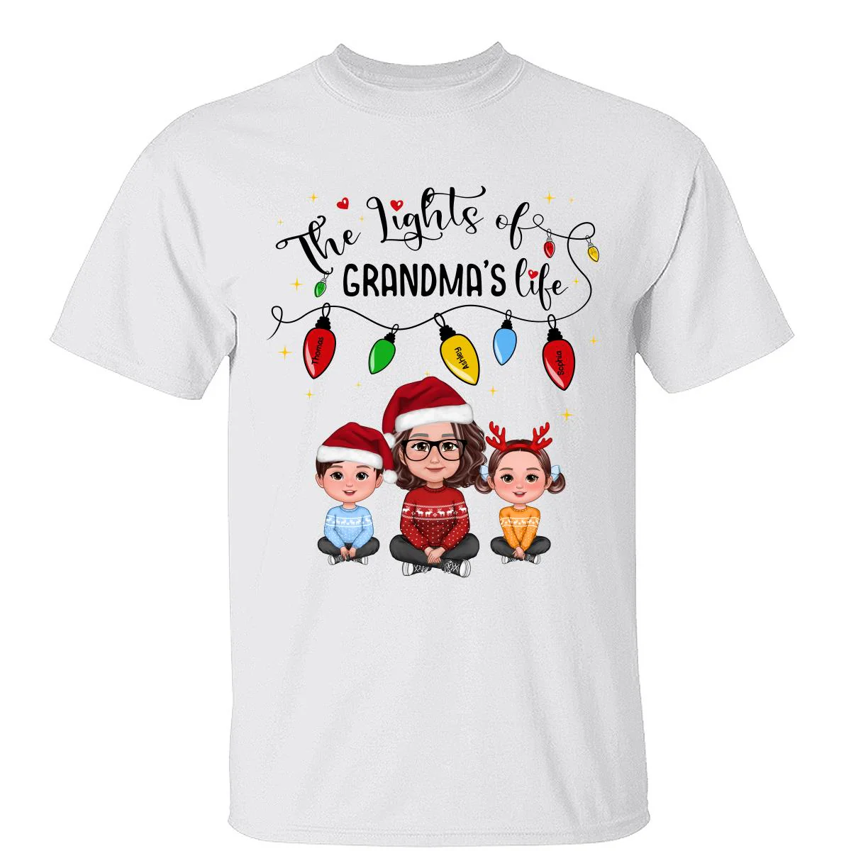 The Light Of Grandma Life Grandma Grandkids Christmas Personalized Shirt