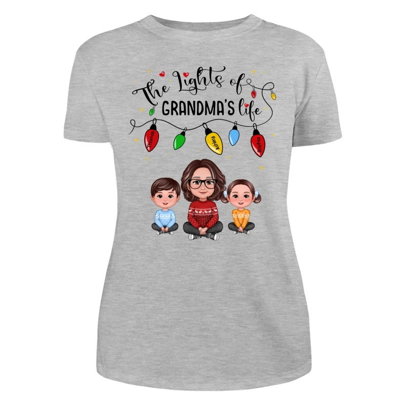 The Light Of Grandma Life Grandma Grandkids Christmas Personalized Shirt - Image 10
