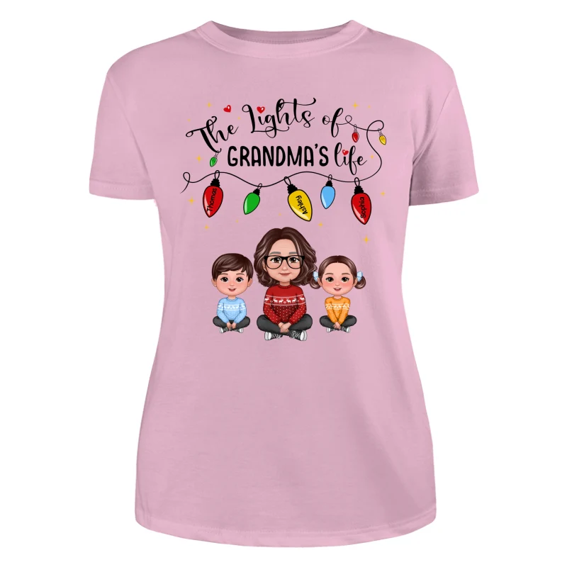 The Light Of Grandma Life Grandma Grandkids Christmas Personalized Shirt - Image 11