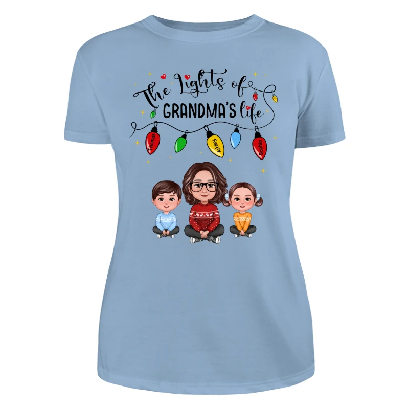 The Light Of Grandma Life Grandma Grandkids Christmas Personalized Shirt - Image 12
