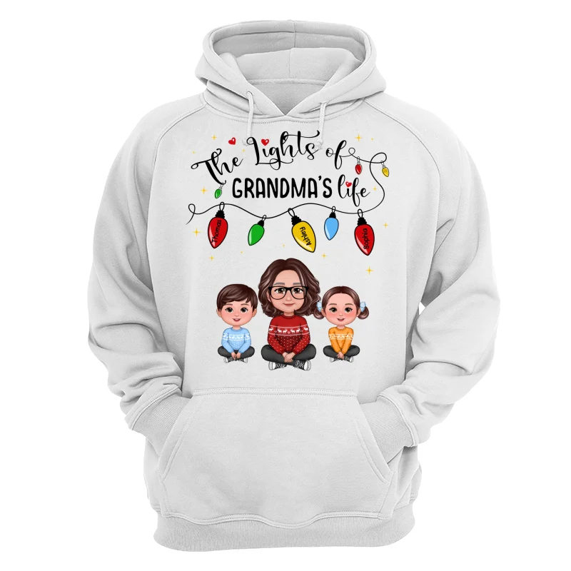 The Light Of Grandma Life Grandma Grandkids Christmas Personalized Shirt - Image 13