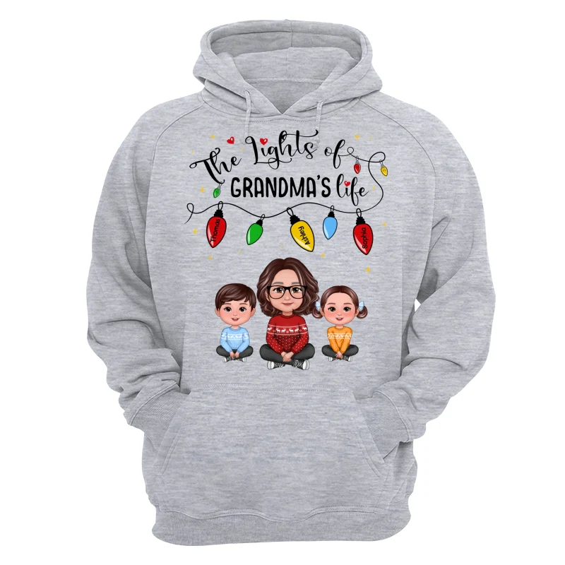 The Light Of Grandma Life Grandma Grandkids Christmas Personalized Shirt - Image 14