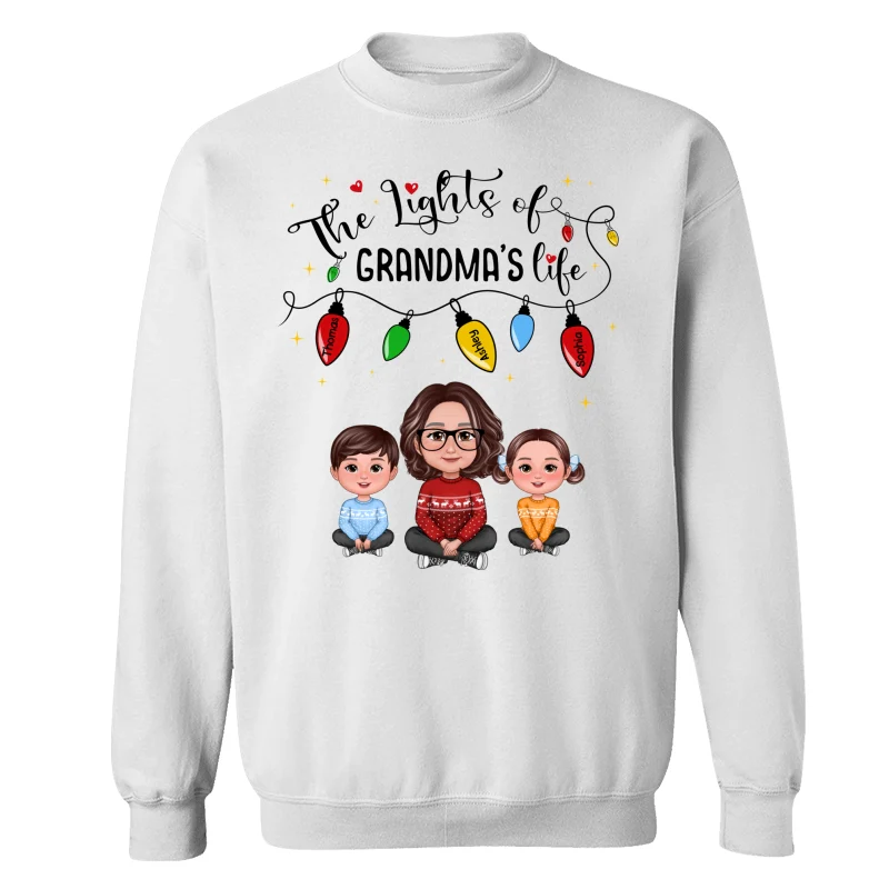 The Light Of Grandma Life Grandma Grandkids Christmas Personalized Shirt - Image 17