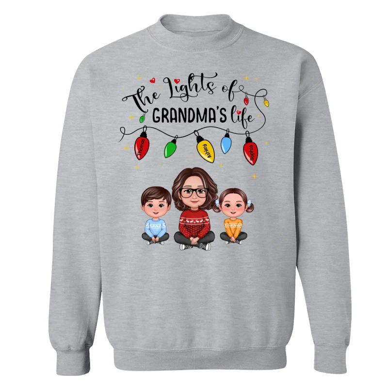 The Light Of Grandma Life Grandma Grandkids Christmas Personalized Shirt - Image 18