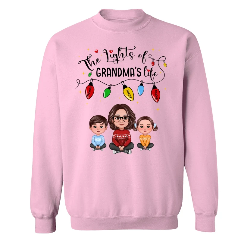 The Light Of Grandma Life Grandma Grandkids Christmas Personalized Shirt - Image 19