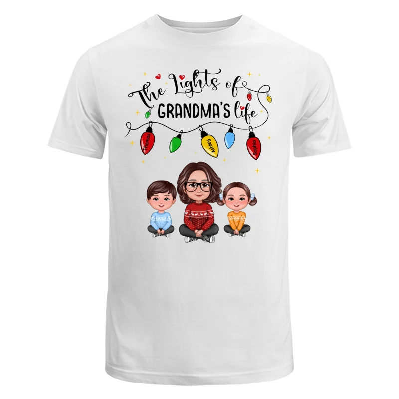 The Light Of Grandma Life Grandma Grandkids Christmas Personalized Shirt - Image 5