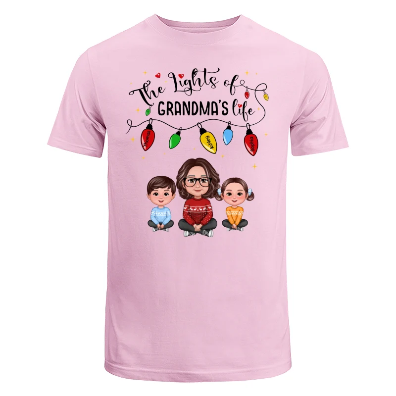 The Light Of Grandma Life Grandma Grandkids Christmas Personalized Shirt - Image 7