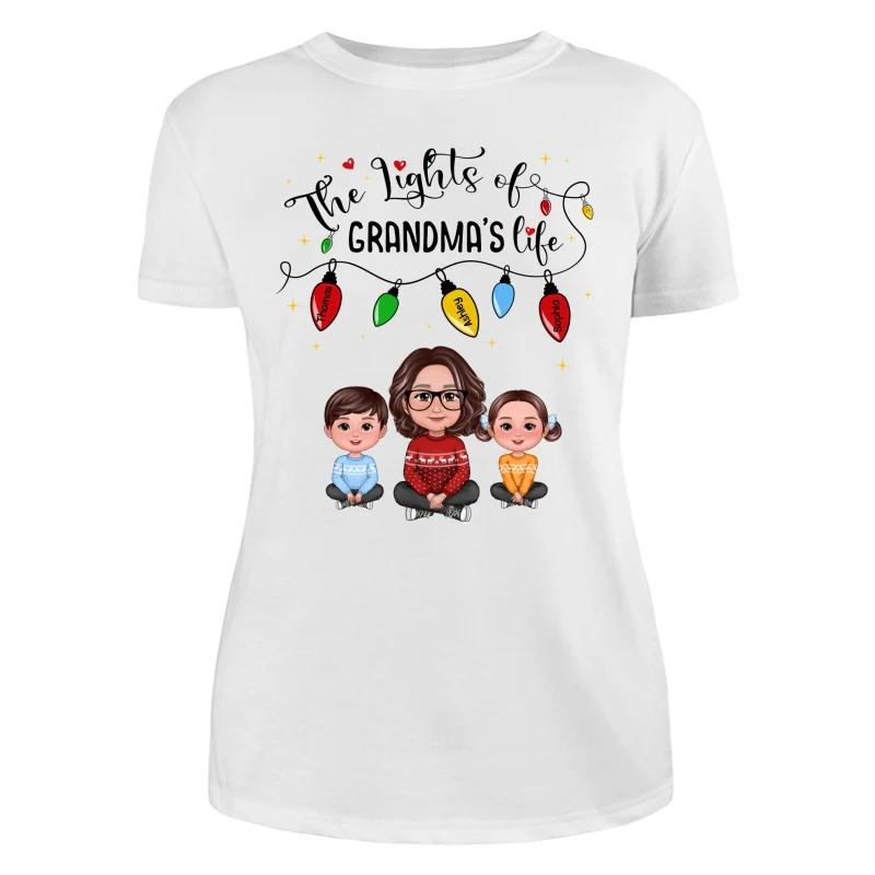 The Light Of Grandma Life Grandma Grandkids Christmas Personalized Shirt - Image 9