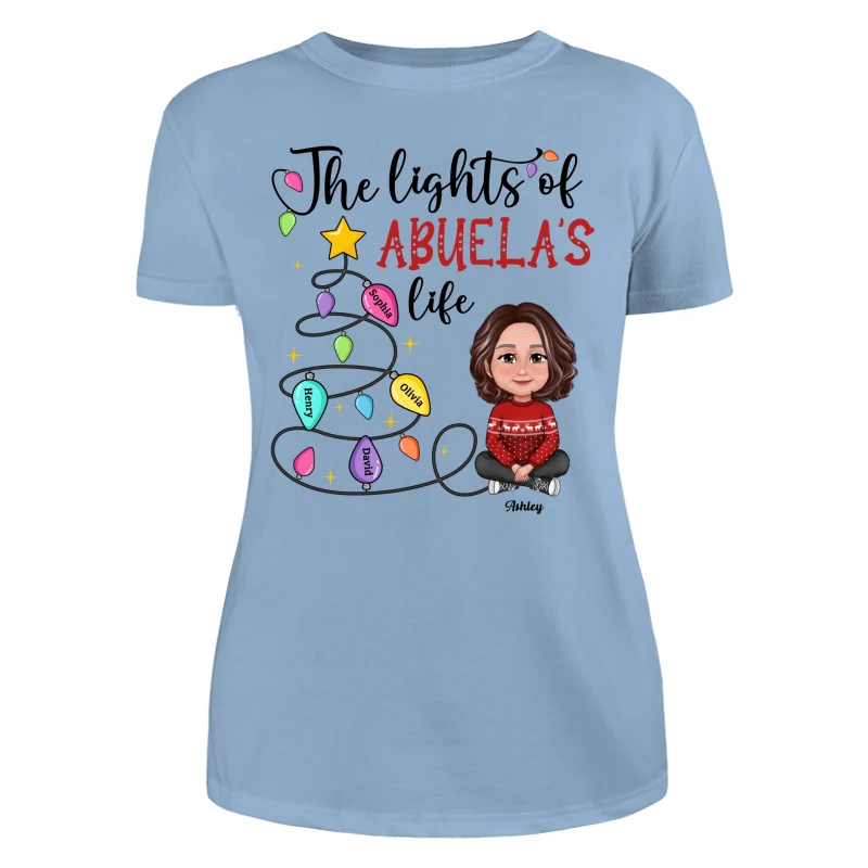 The Light Of Grandma Mom Life Christmas Personalized Shirt - Image 12