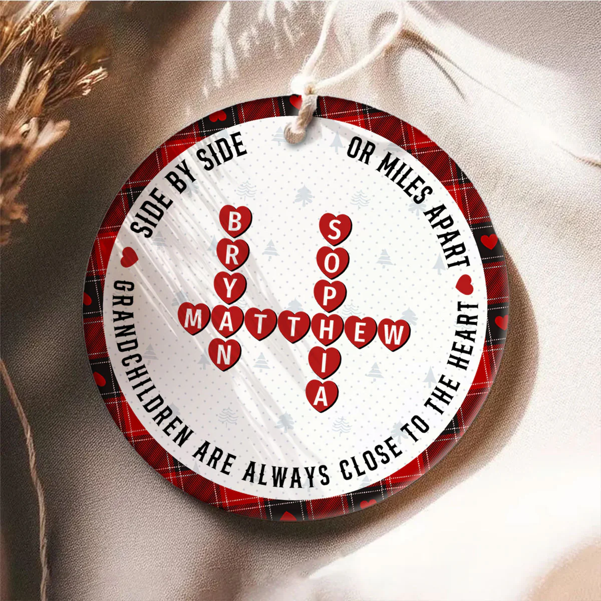 The Love Between A Grandma And Her Grandkids Is Forever, Crossword Puzzle Personalized Ceramic Ornament - Image 6