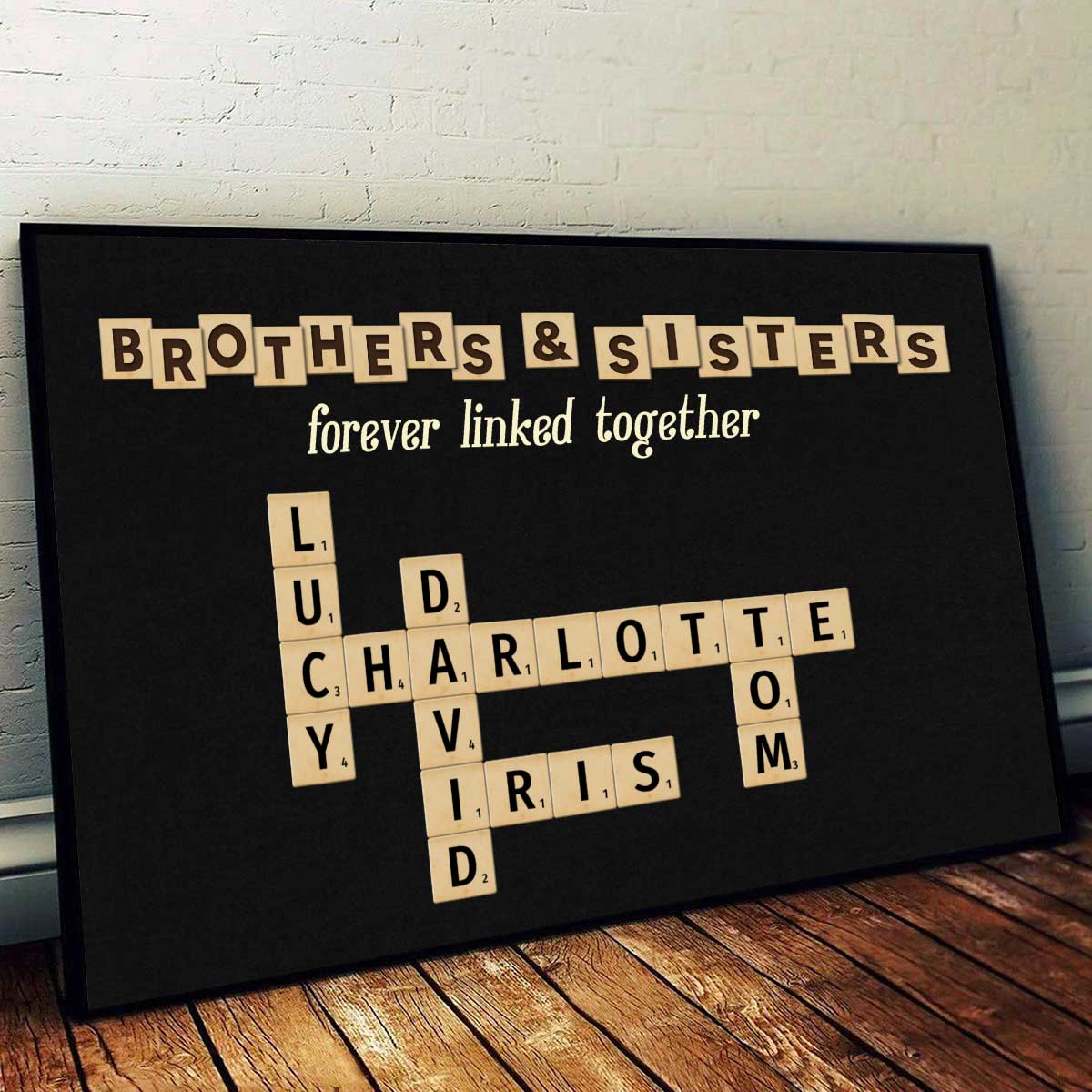 The Love Between Brothers Sisters Crossword Puzzle Art Personalized Poster - Image 2