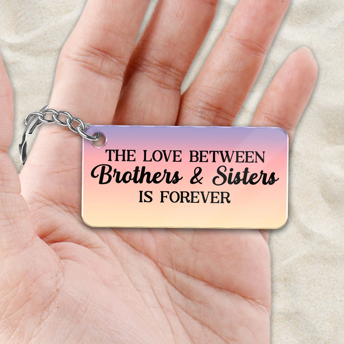 The Love Between Brothers Sisters Family Is Forever Back View Personalized Acrylic Keychain - Image 2