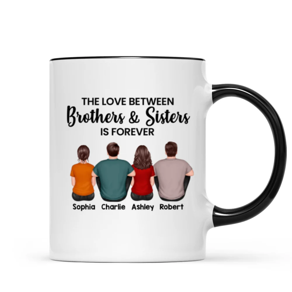 The Love Between Brothers Sisters Family Is Forever Back View Personalized Mug - Image 5