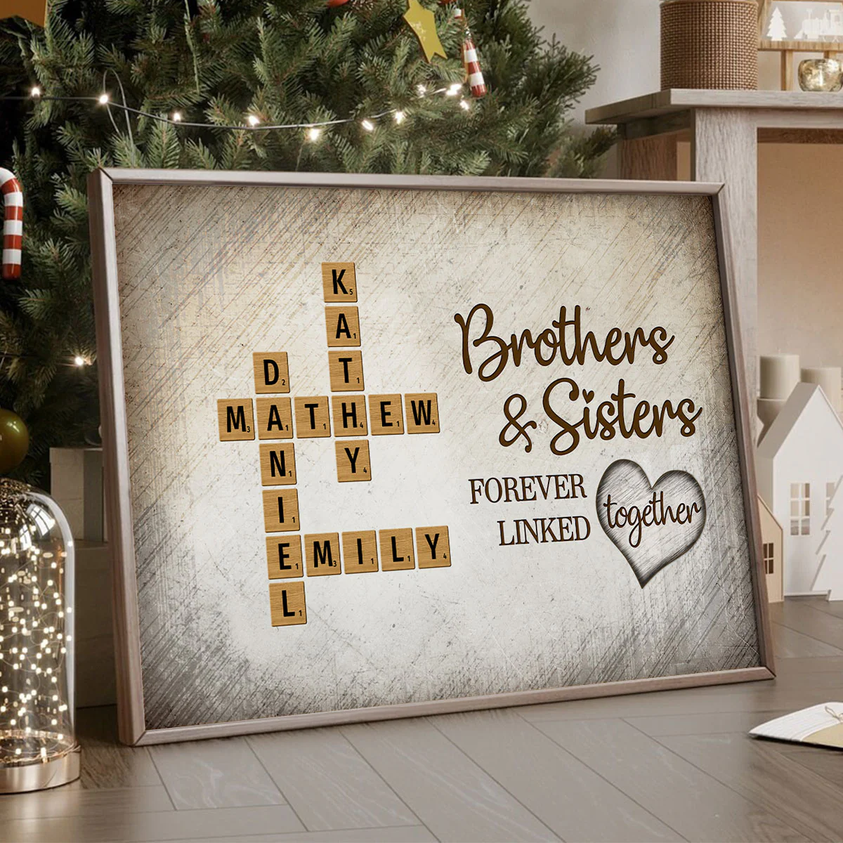 The Love Between Brothers & Sisters Knows No Distance Crossword Puzzle Art, Personalized Poster