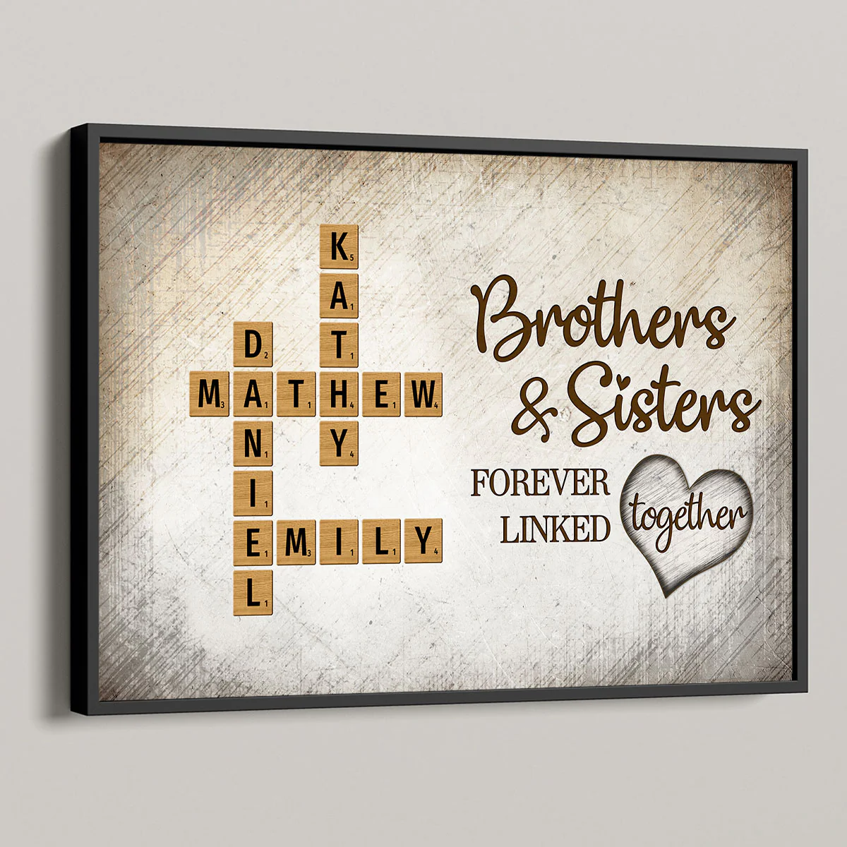 The Love Between Brothers & Sisters Knows No Distance Crossword Puzzle Art, Personalized Poster - Image 2