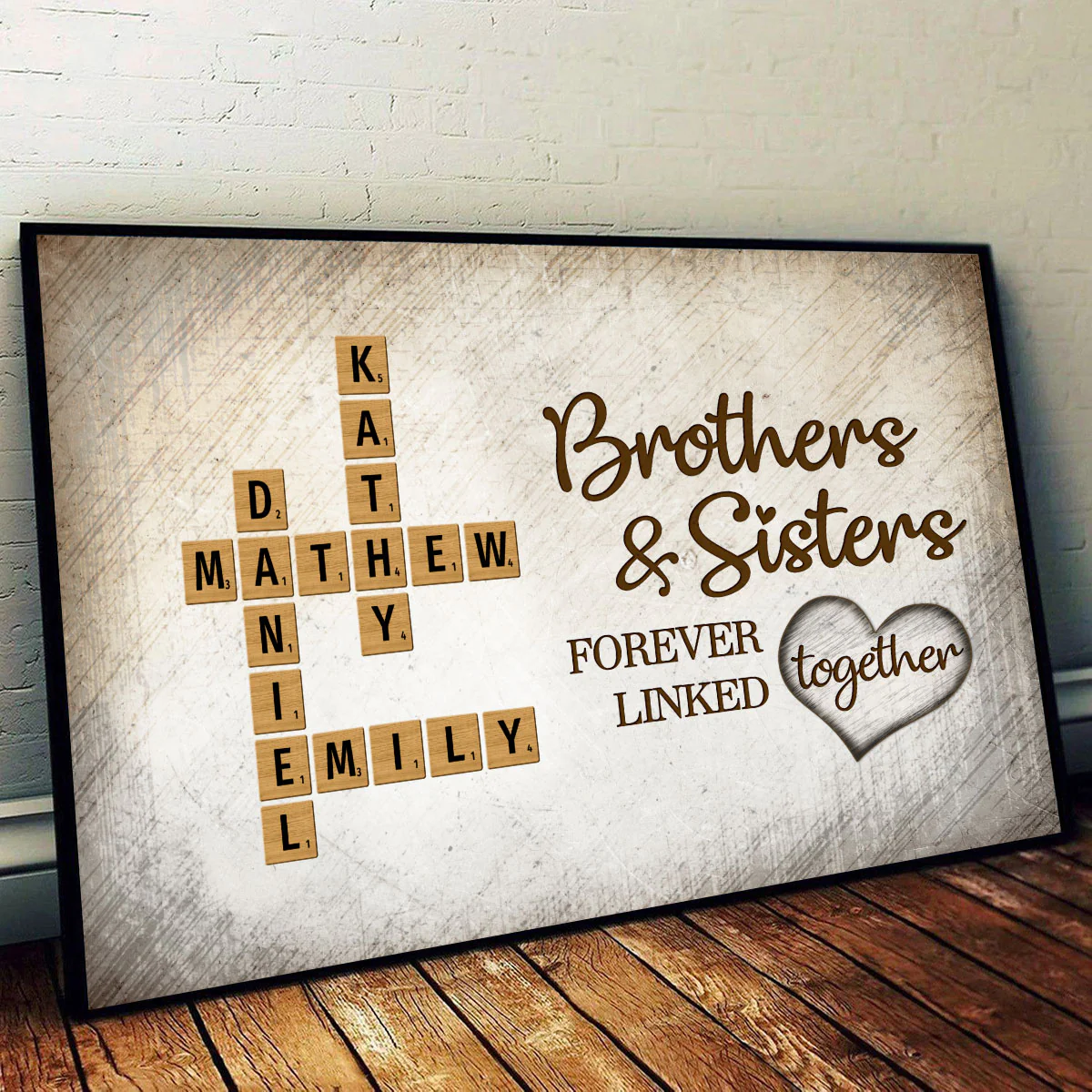 The Love Between Brothers & Sisters Knows No Distance Crossword Puzzle Art, Personalized Poster - Image 3